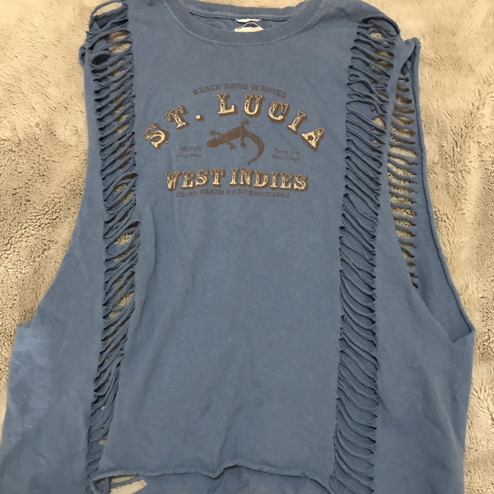 Furst of a kind LF blue distressed tank top